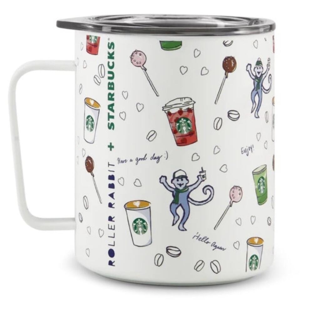 2025 Starbucks X Roller Rabbit 12oz Stainless Steel Mug Tumbler Holiday - Picture 2 of 4